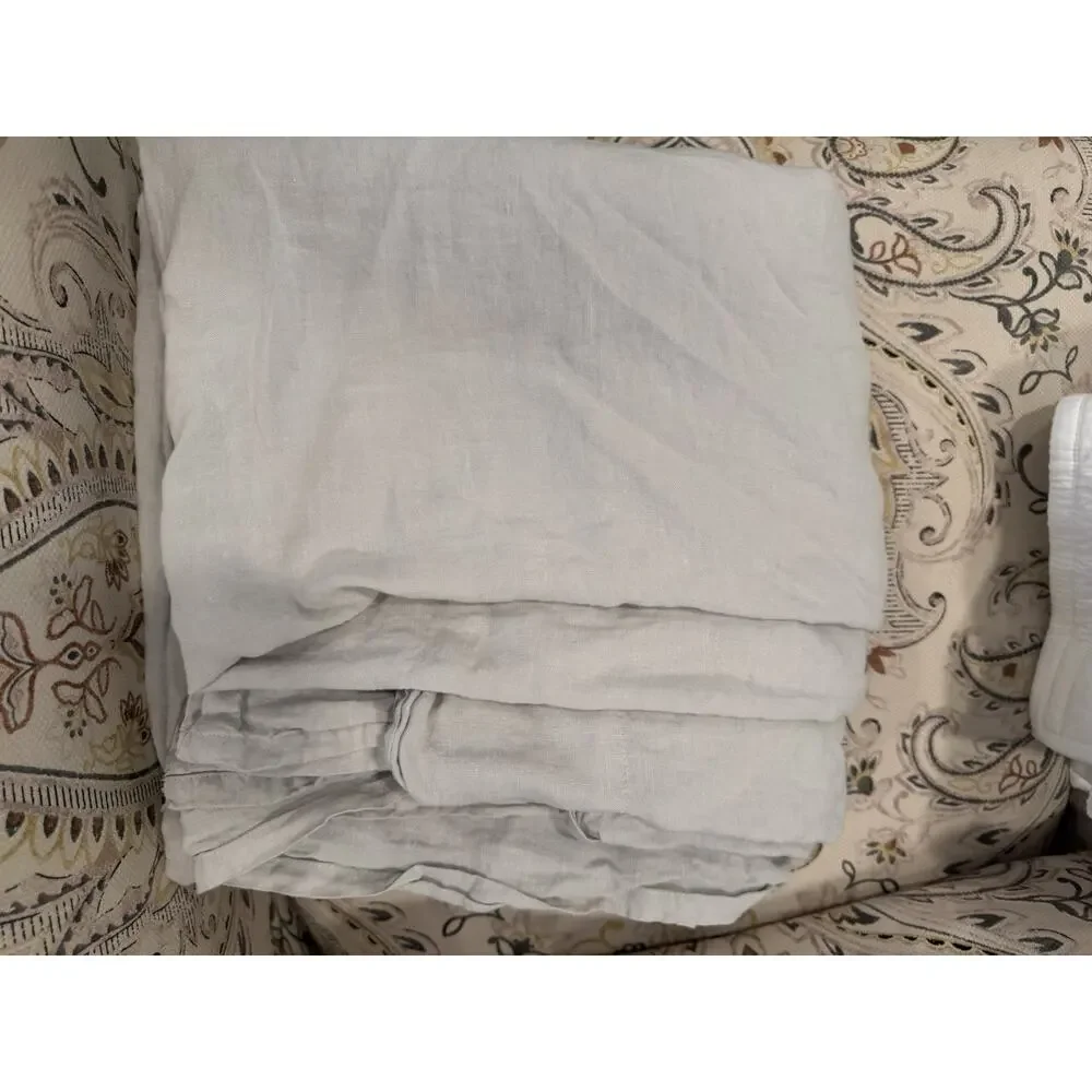 Parachute King/cal King Grey Linen Flat Sheet NEW